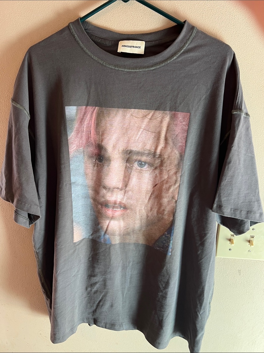 ARNODEFRANCE VINTAGE LEO TEE XL WASHED GRAY FRENCH TERRY COTTON